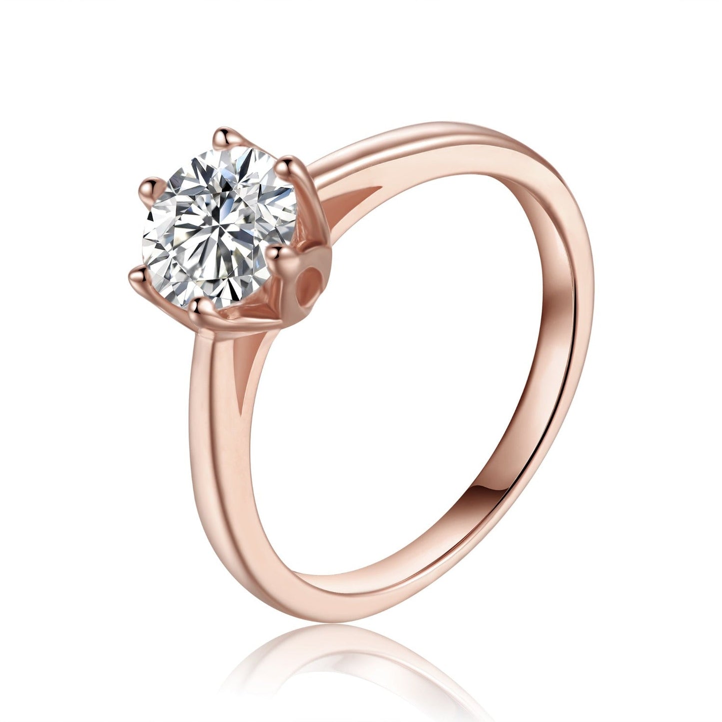 Solitaire 6 Claw Floral Basket 1.00ct Moissanite Engagement Ring Set in 9ct Rose Gold