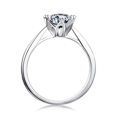 Solitaire 6 Claw Floral Basket 1.00ct Moissanite Engagement Ring Set in 9ct White Gold