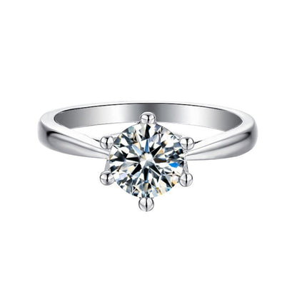 Solitaire 6 Claw Floral Basket 1.00ct Moissanite Engagement Ring Set in 9ct White Gold