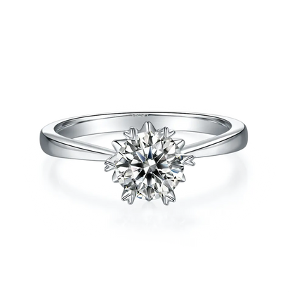 Solitaire 6 Heart Shaped Claws 1.00ct Moissanite Engagement Ring Set in Sterling Silver