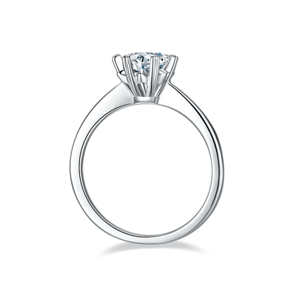 Solitaire 6 Heart Shaped Claws 1.00ct Moissanite Engagement Ring Set in Sterling Silver