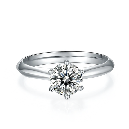 Solitaire Tiffany 6 Claw Setting 1.00ct Moissanite Engagement Ring Set in Sterling Silver
