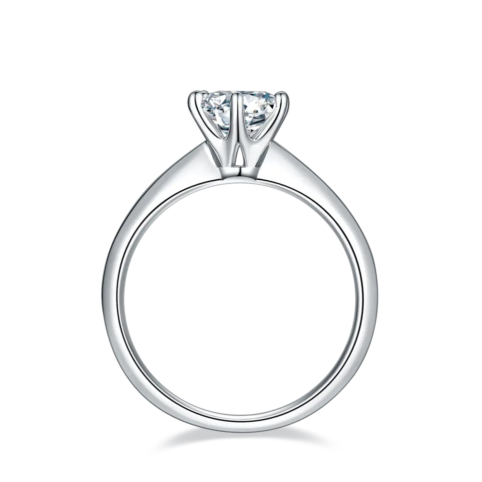 Solitaire Tiffany 6 Claw Setting 1.00ct Moissanite Engagement Ring Set in Sterling Silver