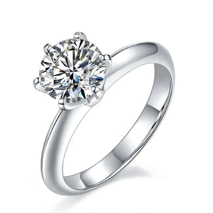 Solitaire Tiffany 6 Claw Setting 1.50ct Moissanite Engagement Ring Set in Sterling Silver