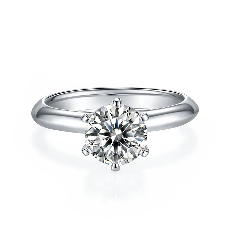 Solitaire Tiffany 6 Claw Setting 1.50ct Moissanite Engagement Ring Set in Sterling Silver