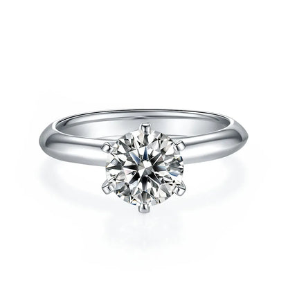 Solitaire Tiffany 6 Claw Setting 1.50ct Moissanite Engagement Ring Set in Sterling Silver