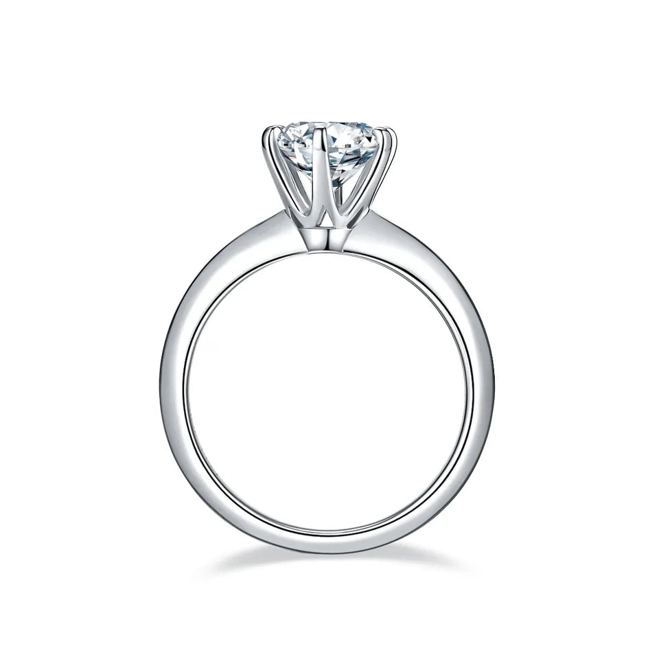 Solitaire Tiffany 6 Claw Setting 1.50ct Moissanite Engagement Ring Set in Sterling Silver