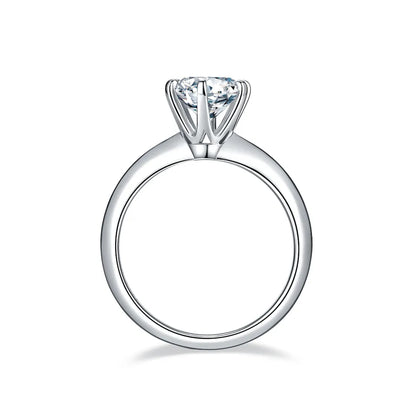 Solitaire Tiffany 6 Claw Setting 1.50ct Moissanite Engagement Ring Set in Sterling Silver
