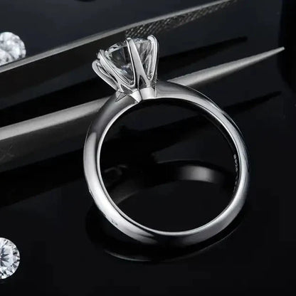 Solitaire Tiffany 6 Claw Setting 1.50ct Moissanite Engagement Ring Set in Sterling Silver