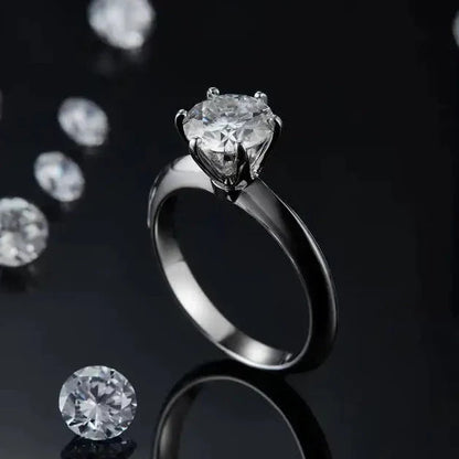 Solitaire Tiffany 6 Claw Setting 1.50ct Moissanite Engagement Ring Set in Sterling Silver