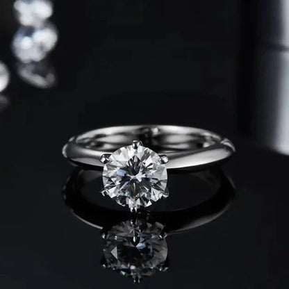 Solitaire Tiffany 6 Claw Setting 1.50ct Moissanite Engagement Ring Set in Sterling Silver