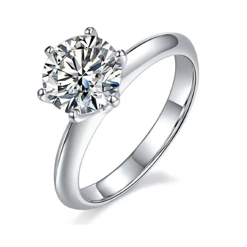 Solitaire Tiffany 6 Claw Setting 2.00ct Moissanite Engagement Ring Set in 9ct White Gold