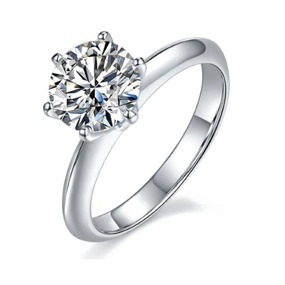 Solitaire Tiffany 6 Claw Setting 2.00ct Moissanite Engagement Ring Set in 9ct White Gold