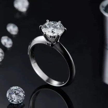 Solitaire Tiffany 6 Claw Setting 2.00ct Moissanite Engagement Ring Set in 9ct White Gold