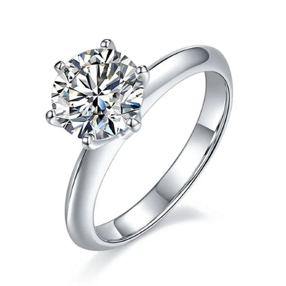 Solitaire Tiffany 6 Claw Setting 2.00ct Moissanite Engagement Ring Set in Sterling Silver