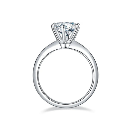 Solitaire Tiffany 6 Claw Setting 2.00ct Moissanite Engagement Ring Set in Sterling Silver