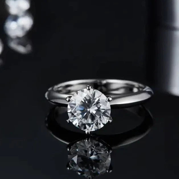 Solitaire Tiffany 6 Claw Setting 2.00ct Moissanite Engagement Ring Set in Sterling Silver