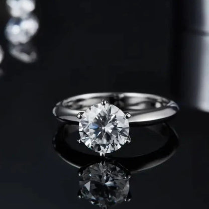 Solitaire Tiffany 6 Claw Setting 2.00ct Moissanite Engagement Ring Set in Sterling Silver