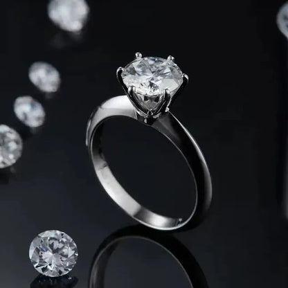 Solitaire Tiffany 6 Claw Setting 2.00ct Moissanite Engagement Ring Set in Sterling Silver