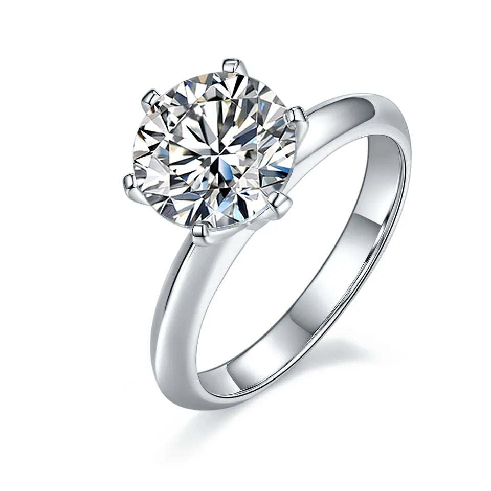 Solitaire Tiffany 6 Claw Setting 3.00ct Moissanite Engagement Ring Set 9ct White Gold