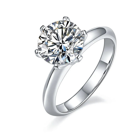 Solitaire Tiffany 6 Claw Setting 3.00ct Moissanite Engagement Ring Set 9ct White Gold