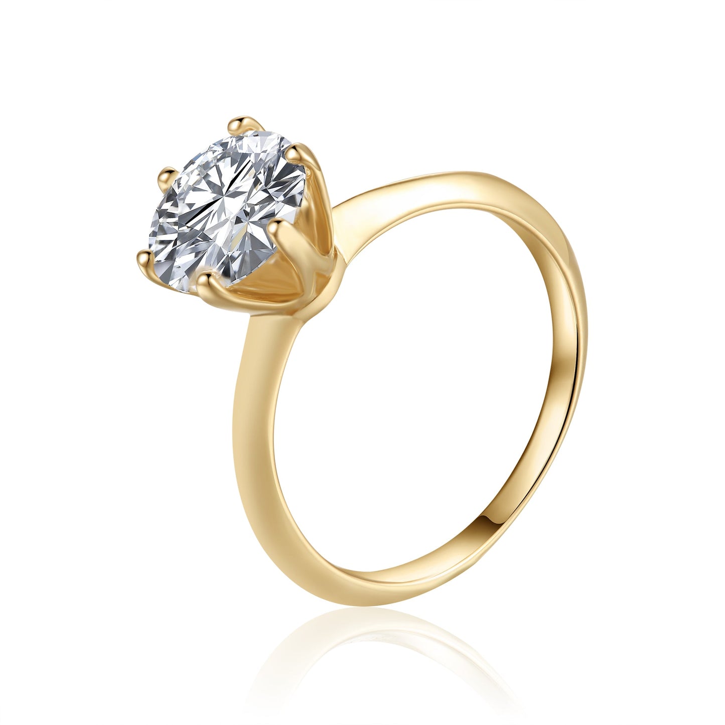 Solitaire Tiffany 6 Claw Setting 3.00ct Moissanite Engagement Ring Set 9ct Yellow Gold