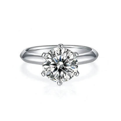 Solitaire Tiffany 6 Claw Setting 3.00ct Moissanite Engagement Ring Set in Sterling Silver