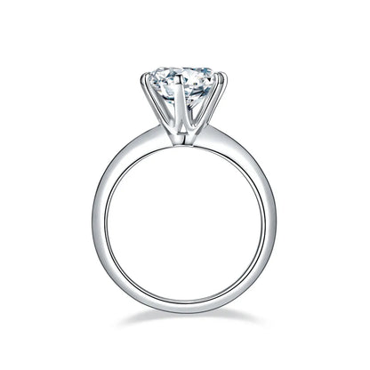 Solitaire Tiffany 6 Claw Setting 3.00ct Moissanite Engagement Ring Set in Sterling Silver