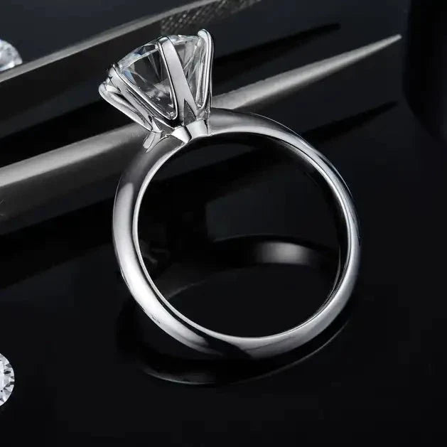 Solitaire Tiffany 6 Claw Setting 3.00ct Moissanite Engagement Ring Set in Sterling Silver