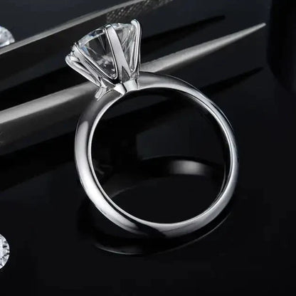 Solitaire Tiffany 6 Claw Setting 3.00ct Moissanite Engagement Ring Set in Sterling Silver