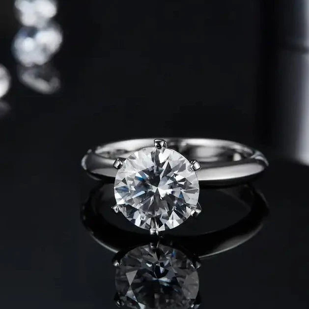 Solitaire Tiffany 6 Claw Setting 3.00ct Moissanite Engagement Ring Set in Sterling Silver