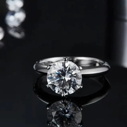Solitaire Tiffany 6 Claw Setting 3.00ct Moissanite Engagement Ring Set in Sterling Silver
