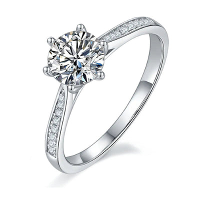Tapered Pave 1.00ct Moissanite Engagement Ring Set in 9ct White Gold