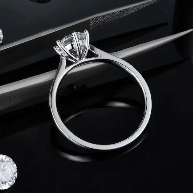 Tapered Pave 1.00ct Moissanite Engagement Ring Set in 9ct White Gold
