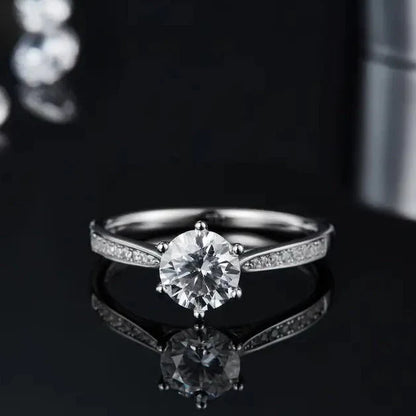 Tapered Pave 1.00ct Moissanite Engagement Ring Set in 9ct White Gold