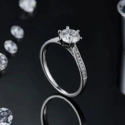 Tapered Pave 1.00ct Moissanite Engagement Ring Set in 9ct White Gold