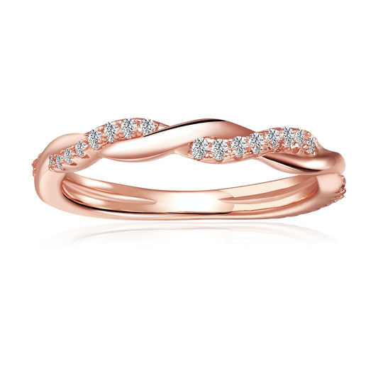 Spiral Moissanite Wedding Band Set in 9ct Rose Gold