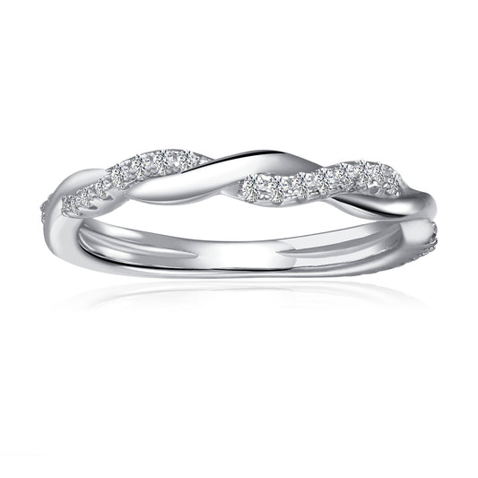 Spiral Moissanite Wedding Band Set in 9ct White Gold