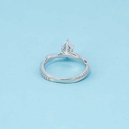 Spiral Pear Shape Moissanite Engagement Ring Set in 9ct White Gold