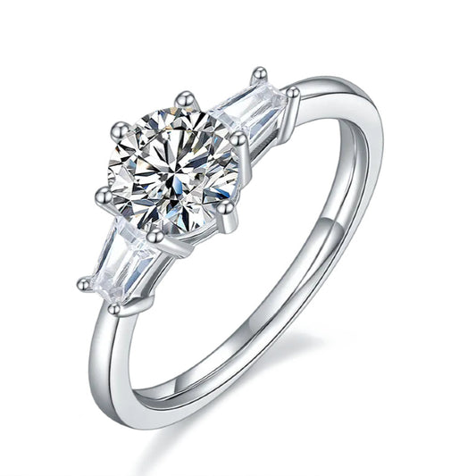Trinity 1.00ct Moissanite Engagement Ring Set in Sterling Silver