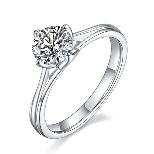 Tulip Solitaire 1.00ct Moissanite Engagement Ring Set in Sterling Silver