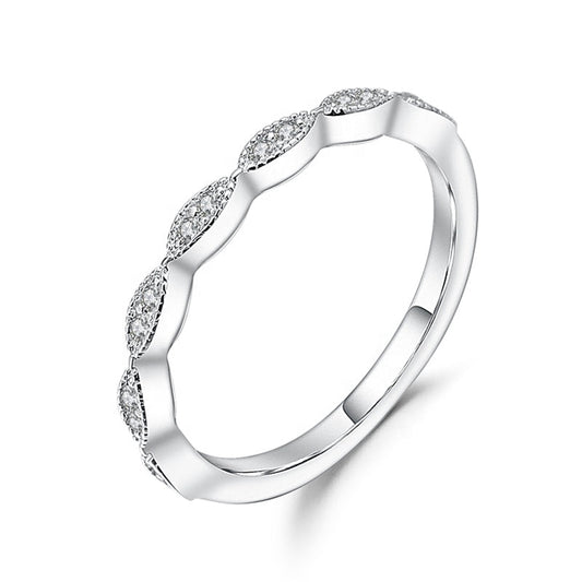 Timeless Moissanite Wedding Band Set in Sterling Silver
