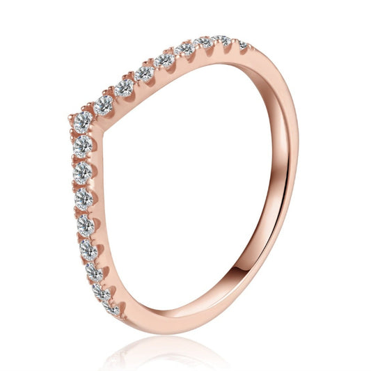 Wishbone Moissanite Wedding Band Set in 9ct Rose Gold