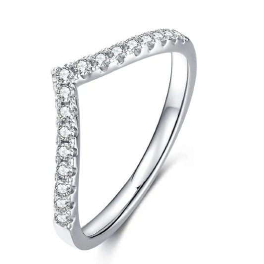 Wishbone Moissanite Wedding Band Set in 9ct White Gold