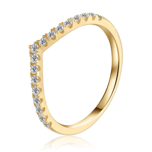 Wishbone Moissanite Wedding Band Set in 9ct Yellow Gold