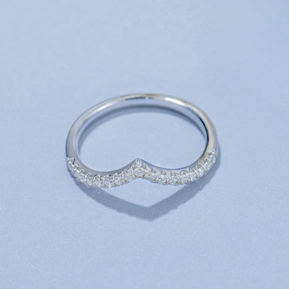 Wishbone Moissanite Wedding Band Set in Sterling Silver