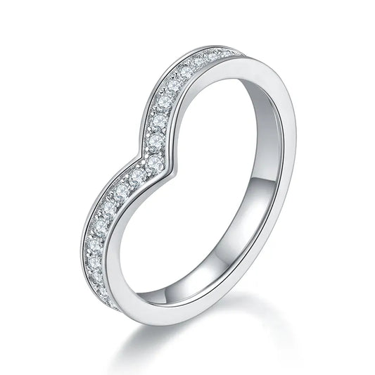 Wishbone Pave Full Eternity Moissanite Stacking Ring